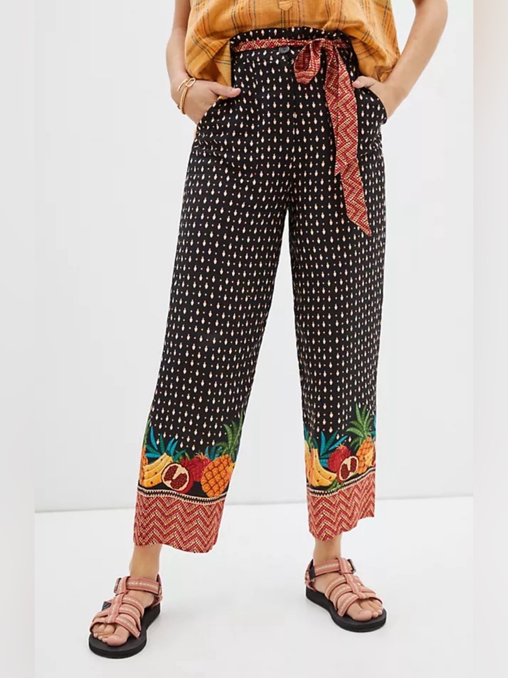 Farm Rio x Anthropologie Tucker Paperbag Trousers, Size M